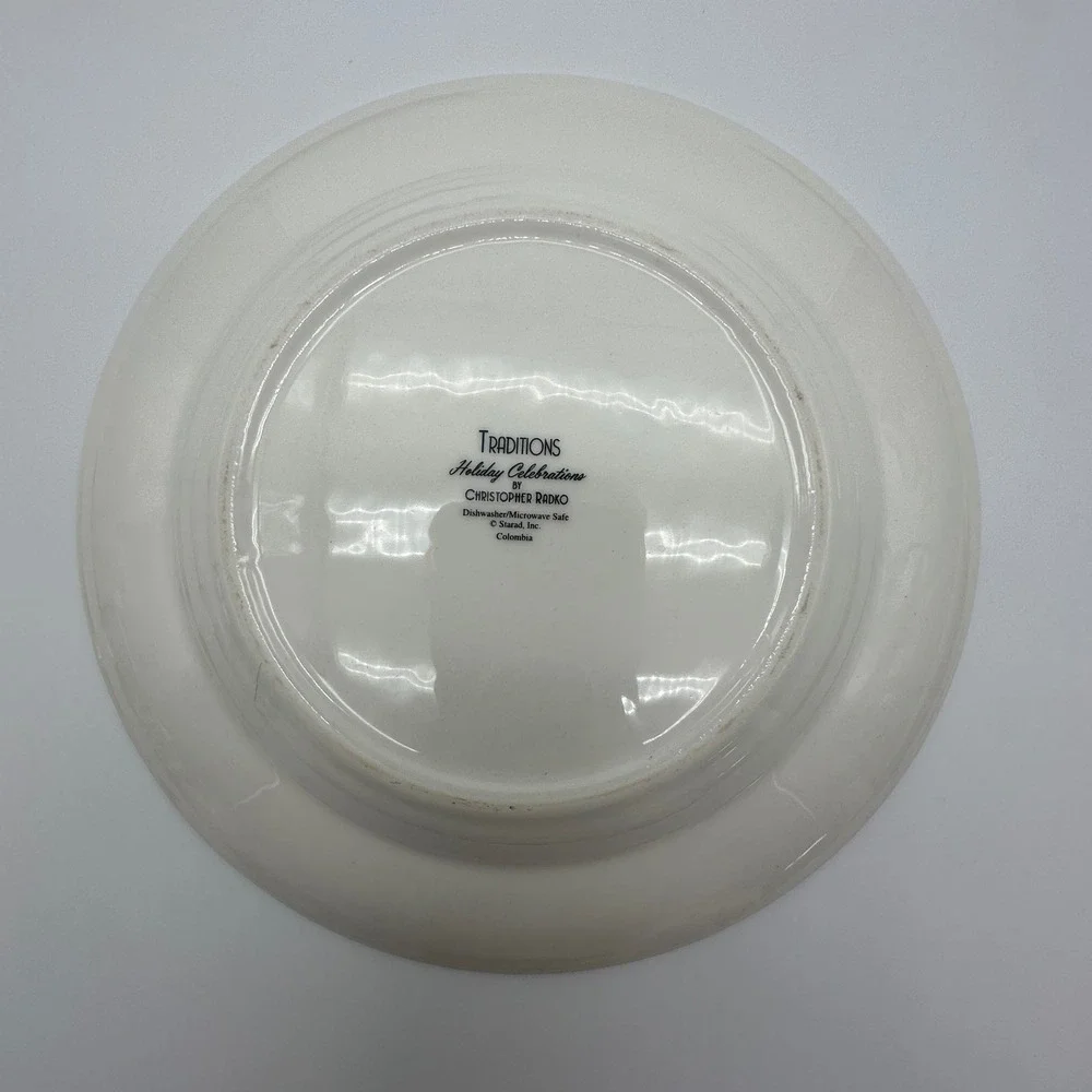 Christopher Radko Traditions Holiday Celebrations Salad Plates Set of 4 Ceramic